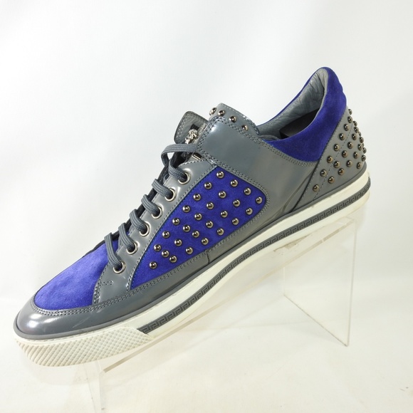 Versace Medusa Sz 12 Blue Gray Sneaker Mens L3D25 - Picture 2 of 8